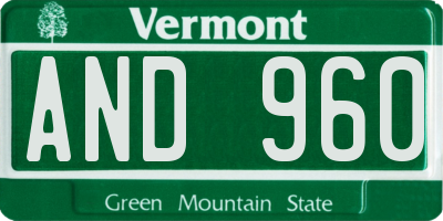 VT license plate AND960