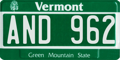 VT license plate AND962