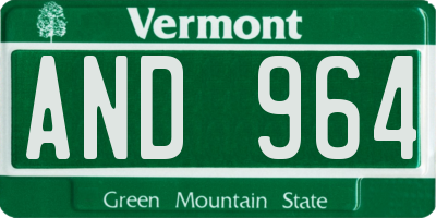 VT license plate AND964