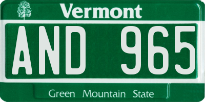 VT license plate AND965