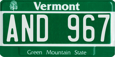 VT license plate AND967
