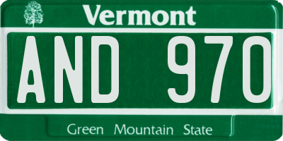 VT license plate AND970