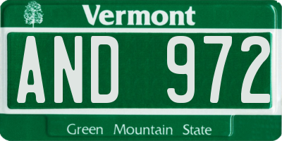 VT license plate AND972