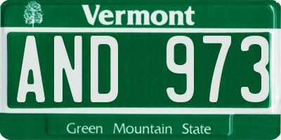 VT license plate AND973