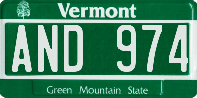 VT license plate AND974