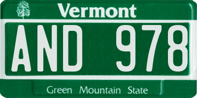 VT license plate AND978