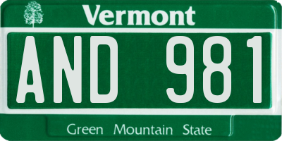 VT license plate AND981