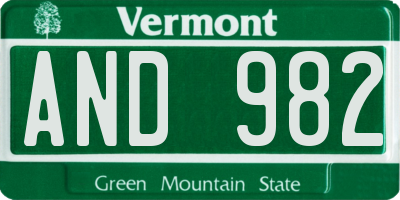 VT license plate AND982