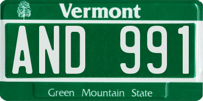 VT license plate AND991