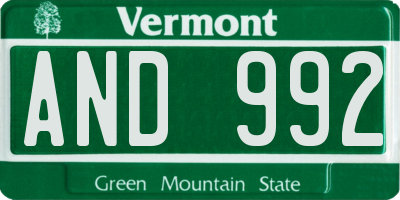 VT license plate AND992