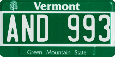VT license plate AND993