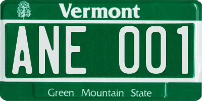 VT license plate ANE001