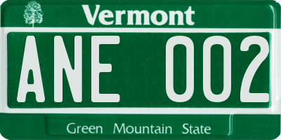 VT license plate ANE002