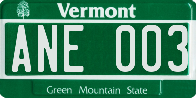 VT license plate ANE003