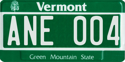 VT license plate ANE004