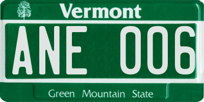 VT license plate ANE006
