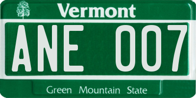 VT license plate ANE007