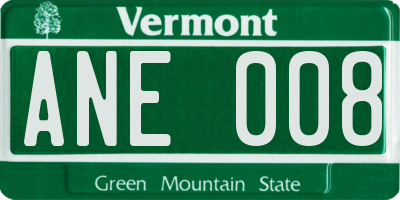 VT license plate ANE008