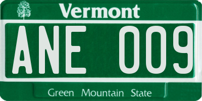 VT license plate ANE009