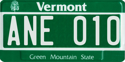 VT license plate ANE010