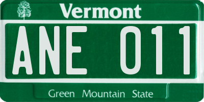 VT license plate ANE011