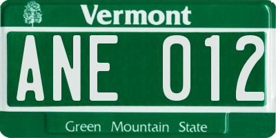 VT license plate ANE012