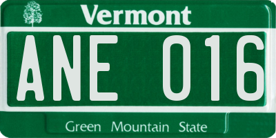 VT license plate ANE016