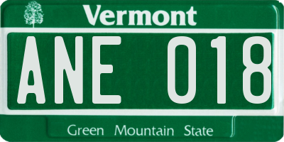 VT license plate ANE018