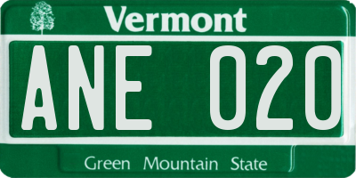 VT license plate ANE020