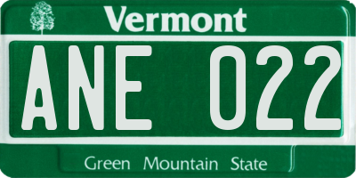 VT license plate ANE022