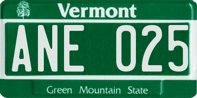 VT license plate ANE025