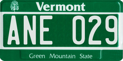 VT license plate ANE029