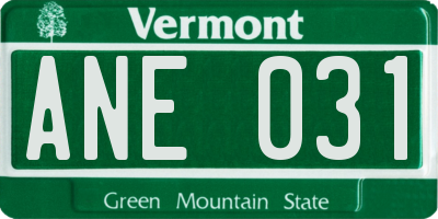 VT license plate ANE031