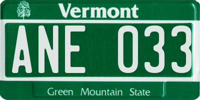 VT license plate ANE033