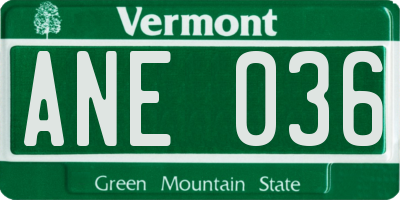 VT license plate ANE036