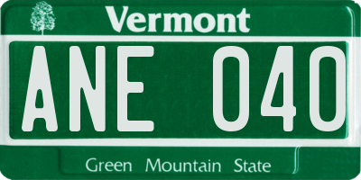 VT license plate ANE040