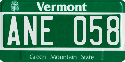 VT license plate ANE058