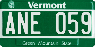 VT license plate ANE059