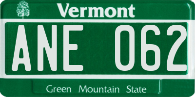 VT license plate ANE062
