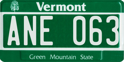 VT license plate ANE063