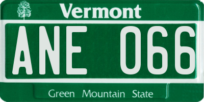 VT license plate ANE066