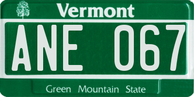 VT license plate ANE067