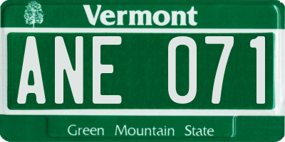 VT license plate ANE071