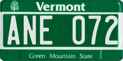 VT license plate ANE072