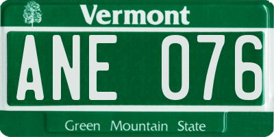 VT license plate ANE076