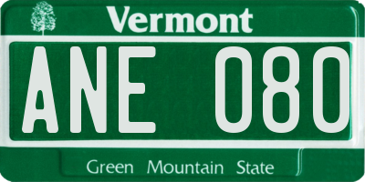 VT license plate ANE080