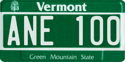 VT license plate ANE100