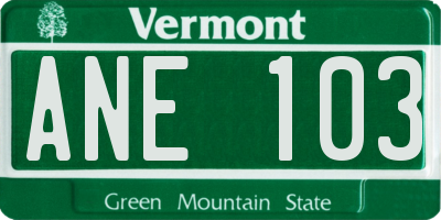 VT license plate ANE103