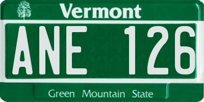 VT license plate ANE126