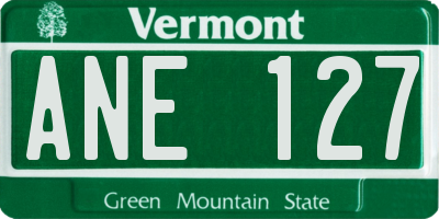 VT license plate ANE127